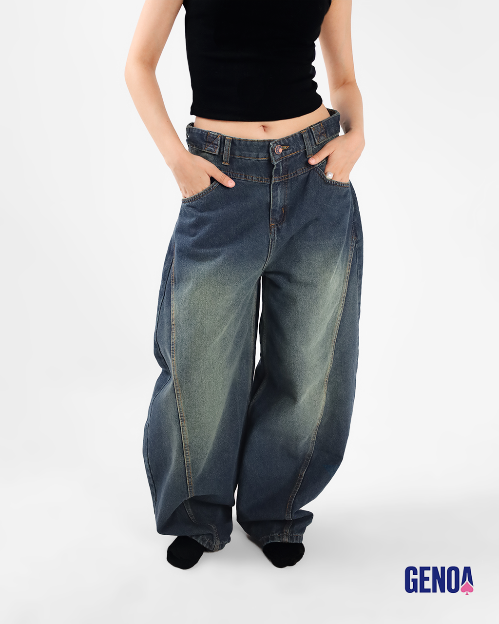 Loose Tapered Fit - Washed Dark Blue