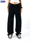 Streetwear Wide Leg Jeans - Black - GENOA