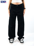 Streetwear Wide Leg Jeans - Black - GENOA