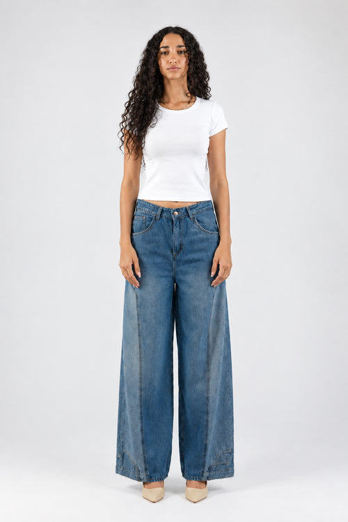 American Super Wide Leg Jeans - Light Blue - GENOA