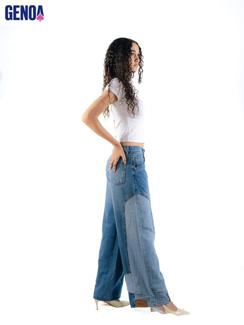 American Super Wide Leg Jeans -  Light Blue