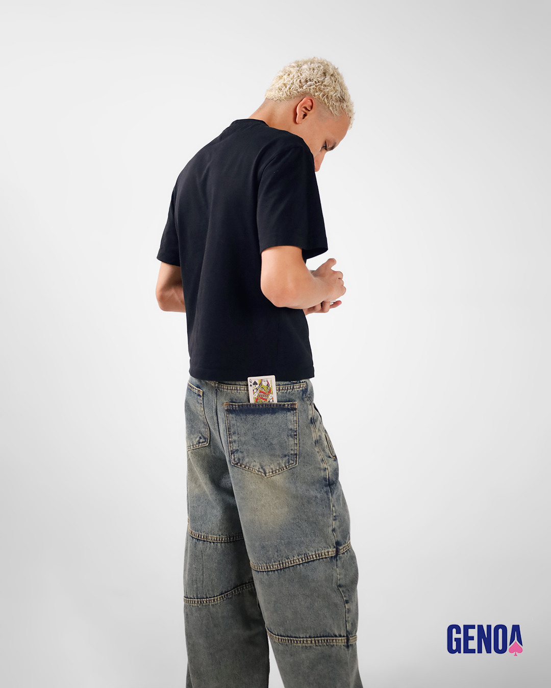 Wide Leg Denim Men - Dirty Olive Blue