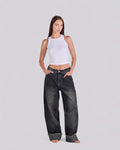 Cuffed Wide-Leg Jeans – Gray - GENOA