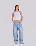 Cuffed Wide-Leg Jeans – Light Blue - GENOA
