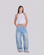 Cuffed Wide-Leg Jeans – Light Blue - GENOA