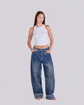 Cuffed Wide-Leg Jeans – Copper Blue - GENOA