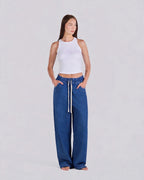 Elastic Drawstring Baggy Jeans – Blue - GENOA