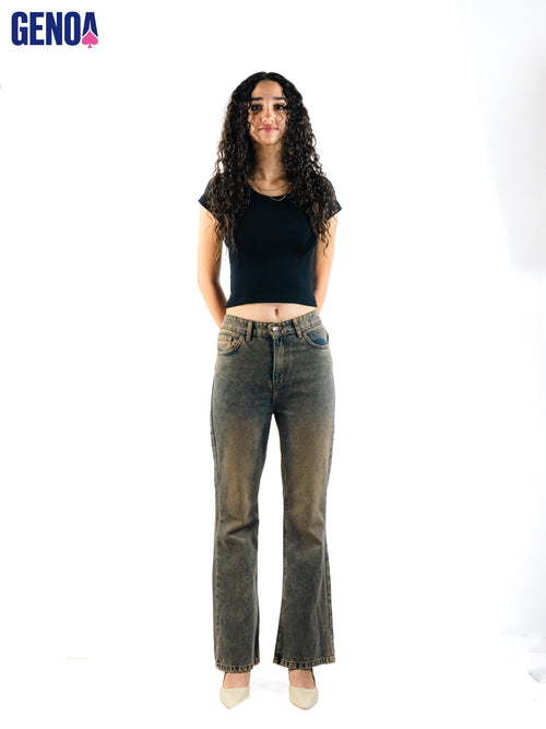 Beige Italian Flare Jeans - Stylish & Trendy - GENOA