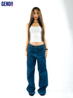 Streetwear Wide Leg Jeans - Blue