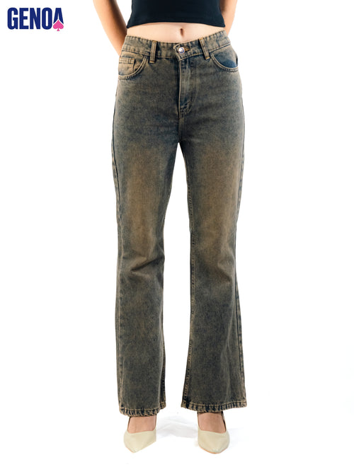 Beige Italian Flare Jeans - Stylish & Trendy - GENOA