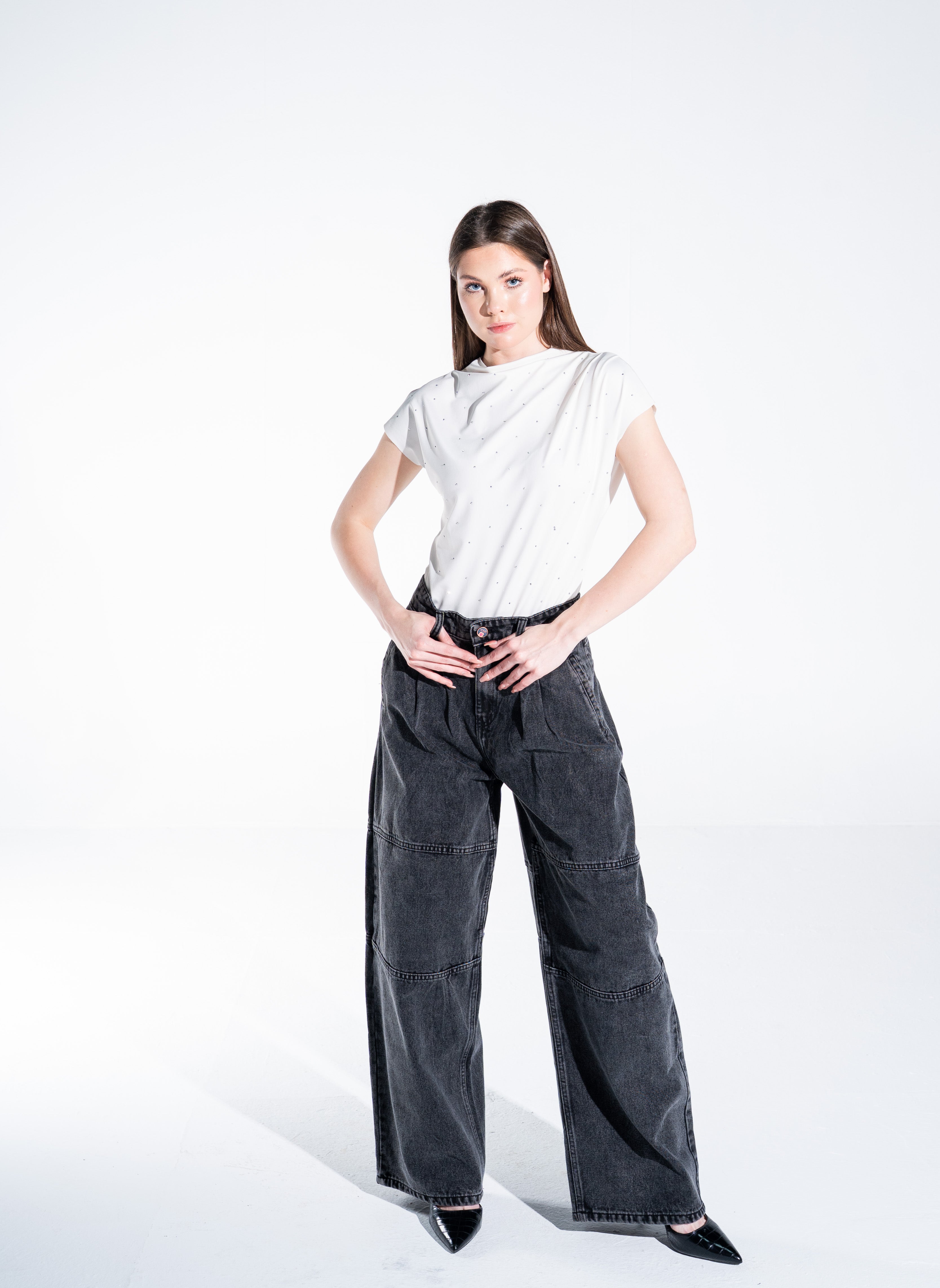 Wide Leg Denim Pants