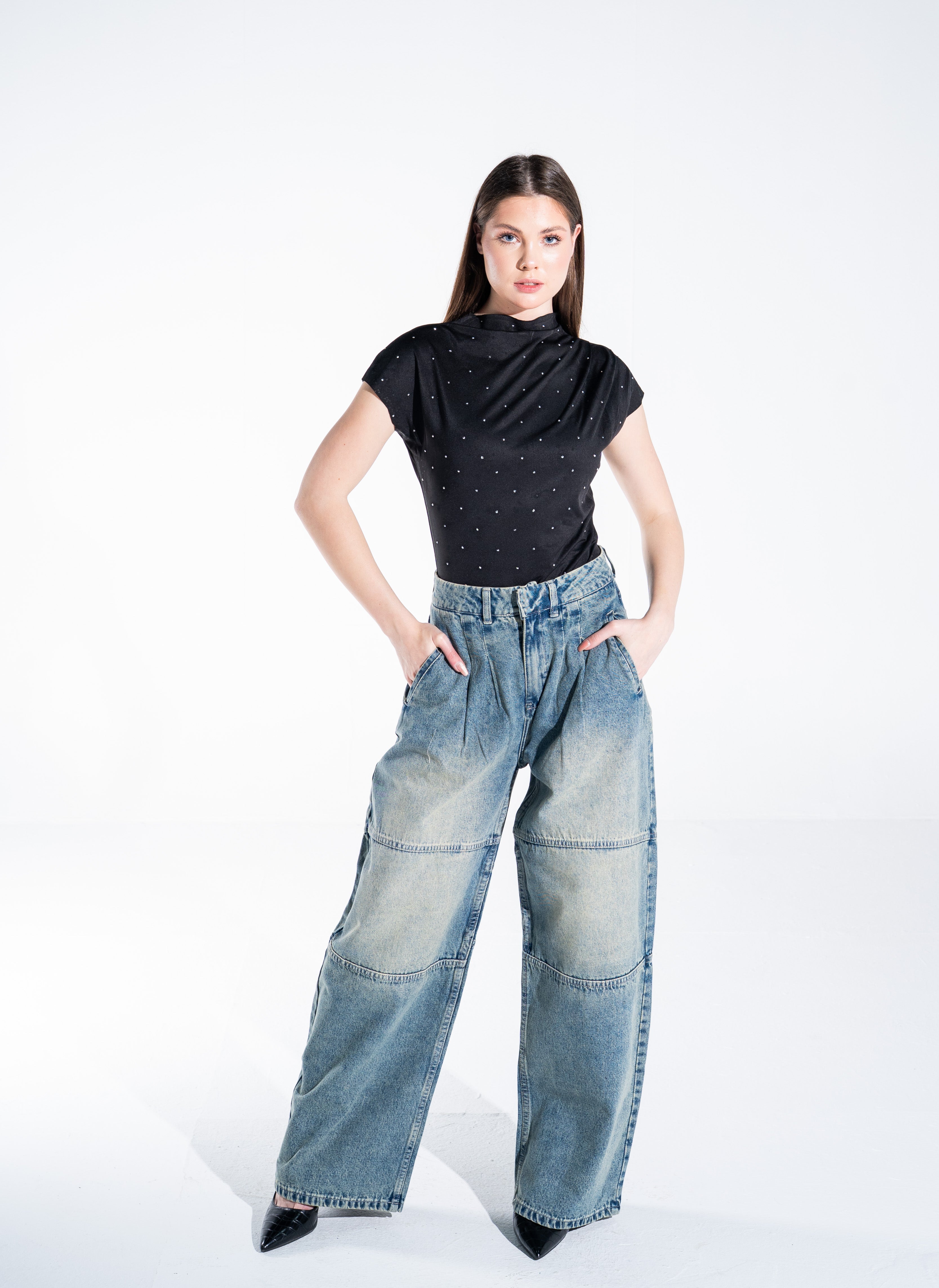 Wide Leg Denim Pants