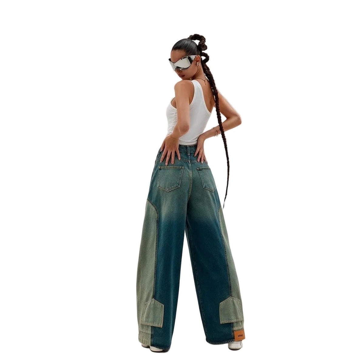 American Wide Leg Jeans - Olive - GENOA
