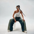 American Wide Leg Jeans - Olive - GENOA