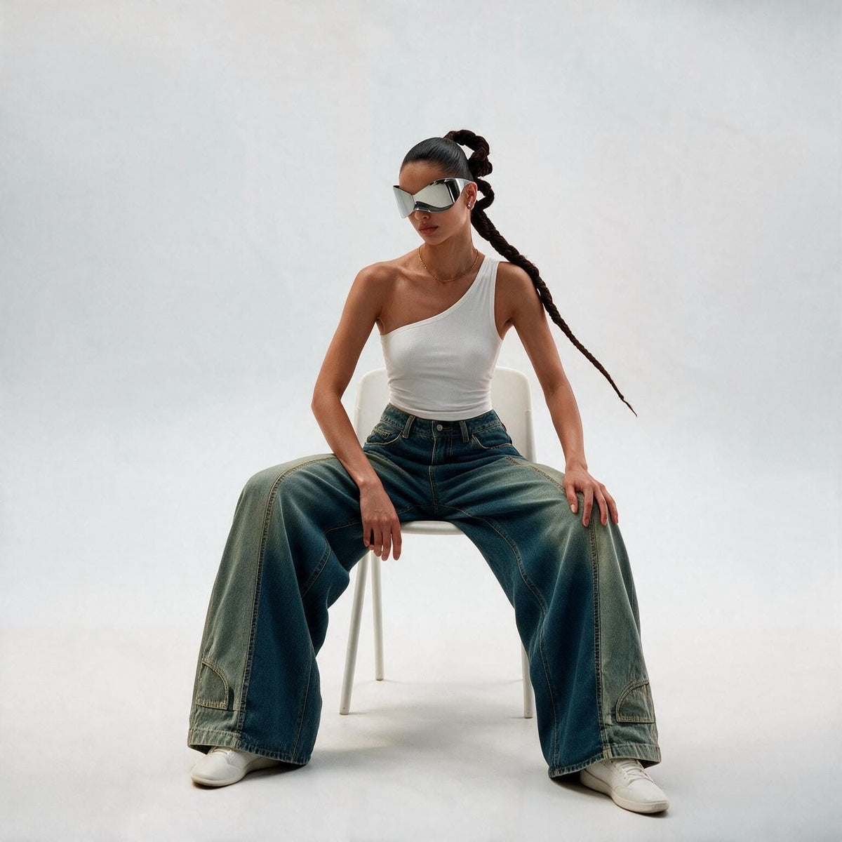 American Wide Leg Jeans - Olive - GENOA