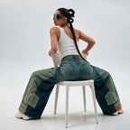 American Wide Leg Jeans - Olive - GENOA