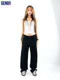 Streetwear Wide Leg Jeans - Black
