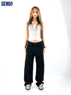 Streetwear Wide Leg Jeans - Black