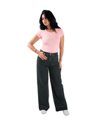 Dark Olive Wide Leg Fit Jeans - Stylish & Trendy - GENOA