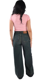 Dark Olive Wide Leg Fit Jeans - Stylish & Trendy - GENOA