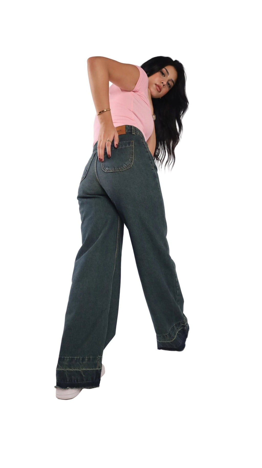 Dark Olive Wide Leg Fit Jeans - Stylish & Trendy - GENOA