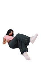 Dark Olive Wide Leg Fit Jeans - Stylish & Trendy - GENOA