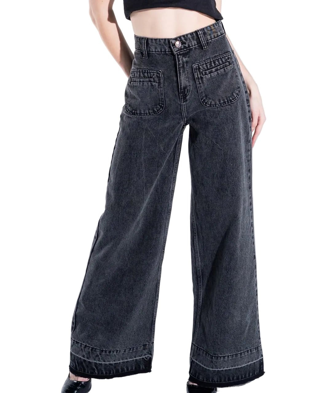 Gray Wide Leg Jeans Unisex - Stylish & Trendy - GENOA