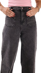 Gray Wide Leg Jeans Unisex - Stylish & Trendy - GENOA