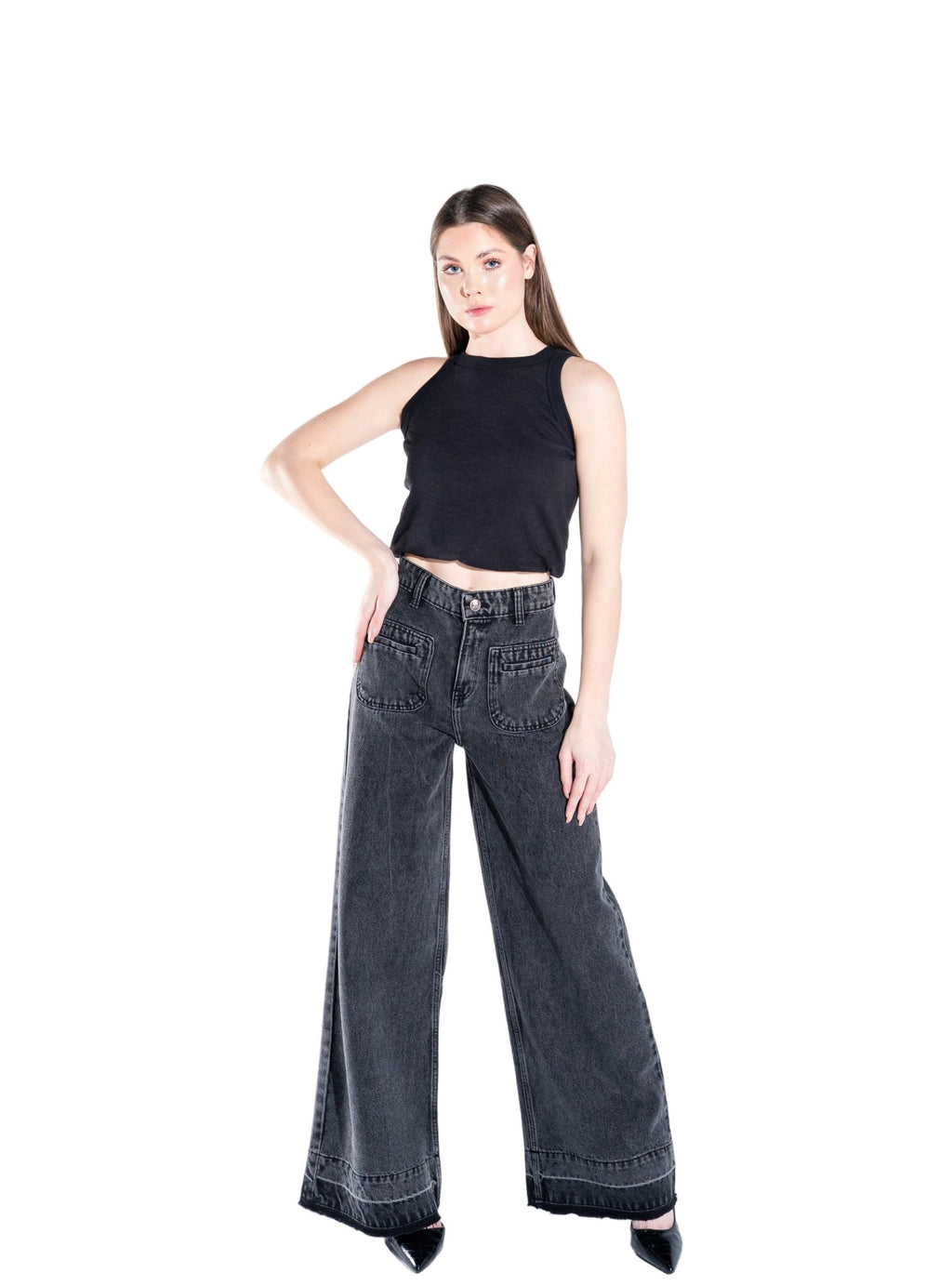 Gray Wide Leg Jeans Unisex - Stylish & Trendy - GENOA
