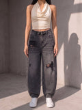 Folded Wide Leg - Black - GENOA
