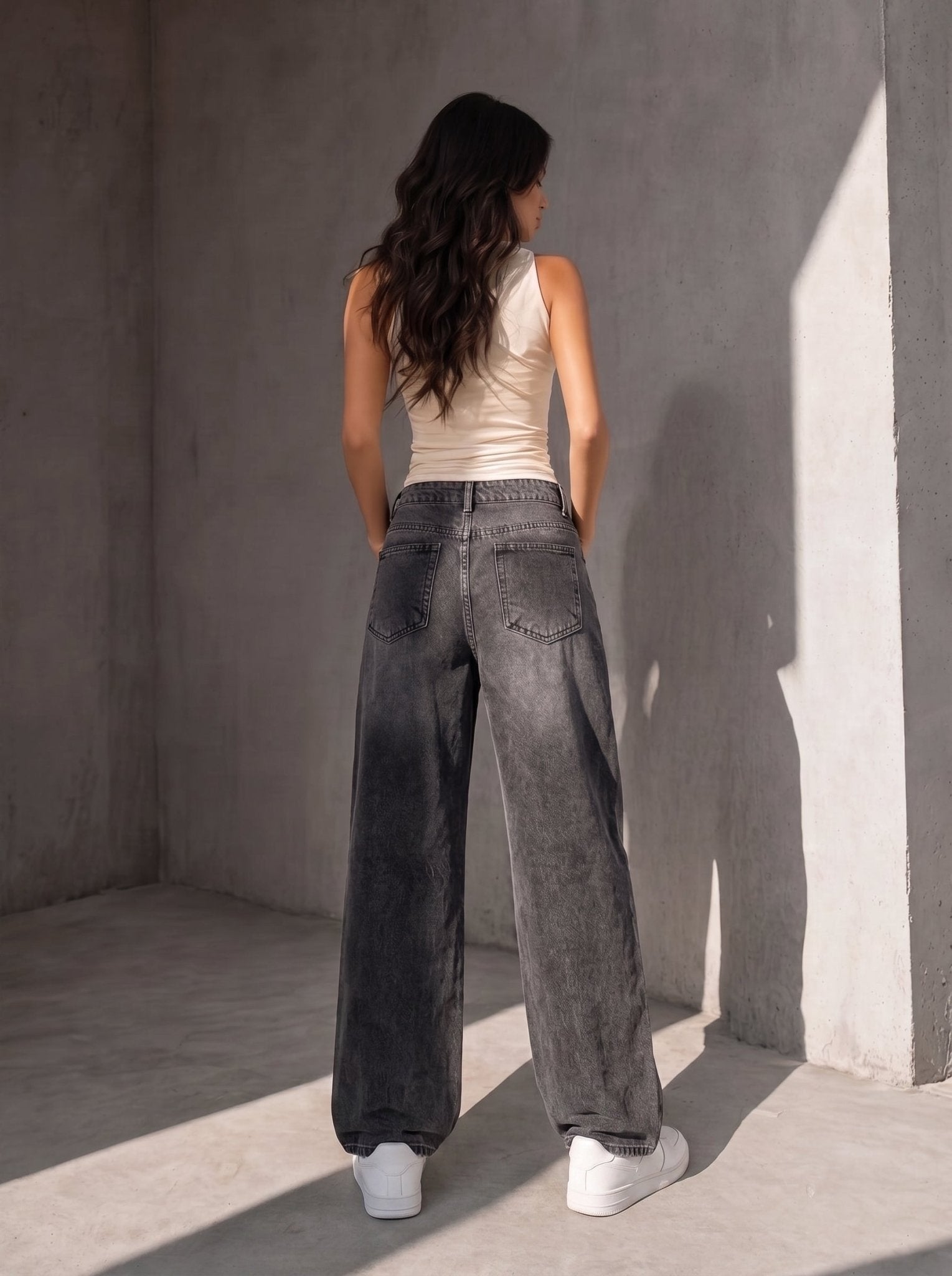 Folded Wide Leg - Black - GENOA