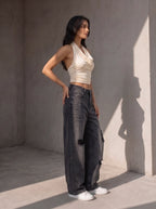 Folded Wide Leg - Black - GENOA