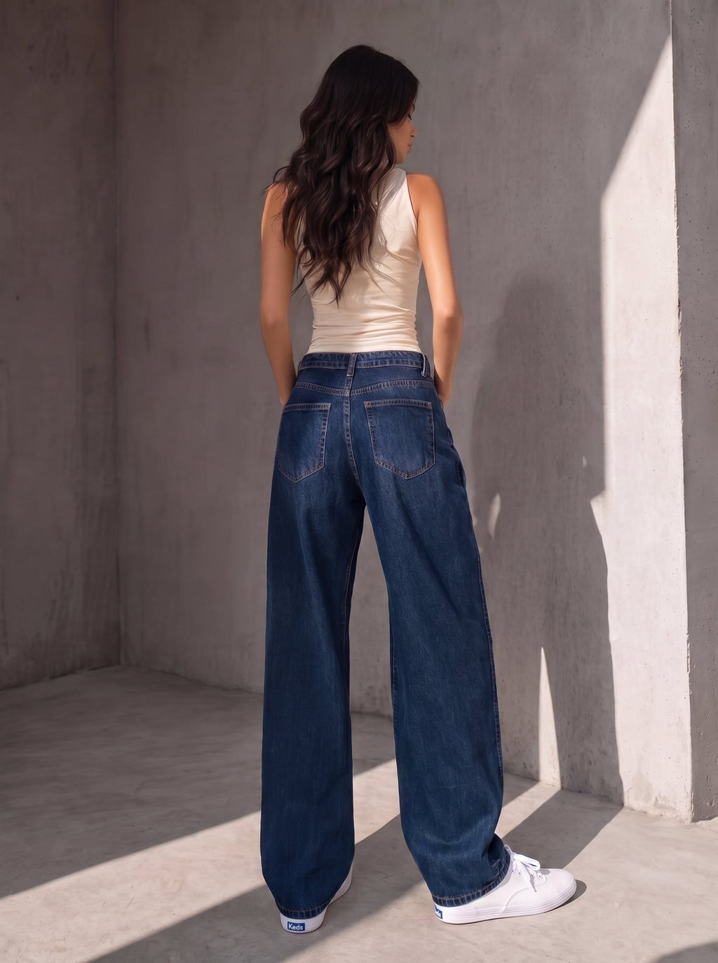 Folded Wide Leg - Blue - GENOA