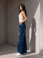 Folded Wide Leg - Blue - GENOA