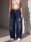 Folded Wide Leg - Blue - GENOA
