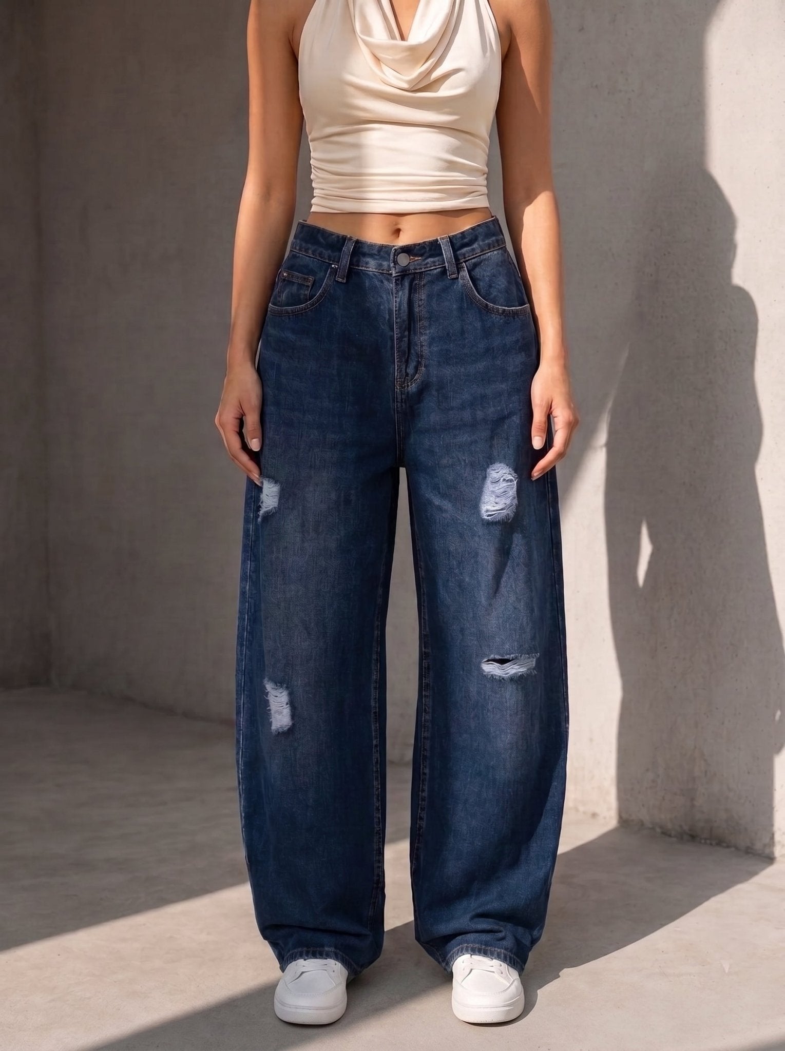 Folded Wide Leg - Blue - GENOA