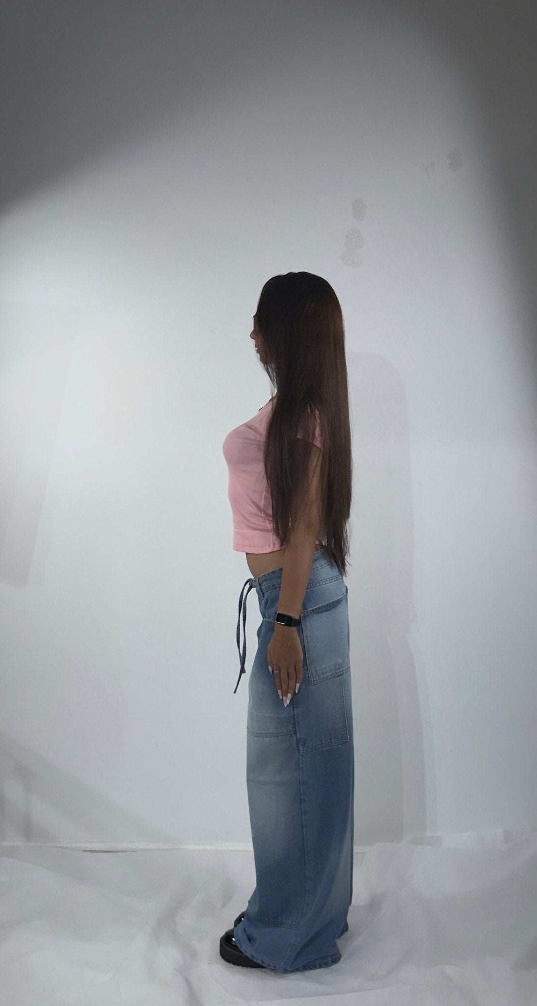 Korean Wide Leg Jeans - Ice Blue High-Rise - GENOA