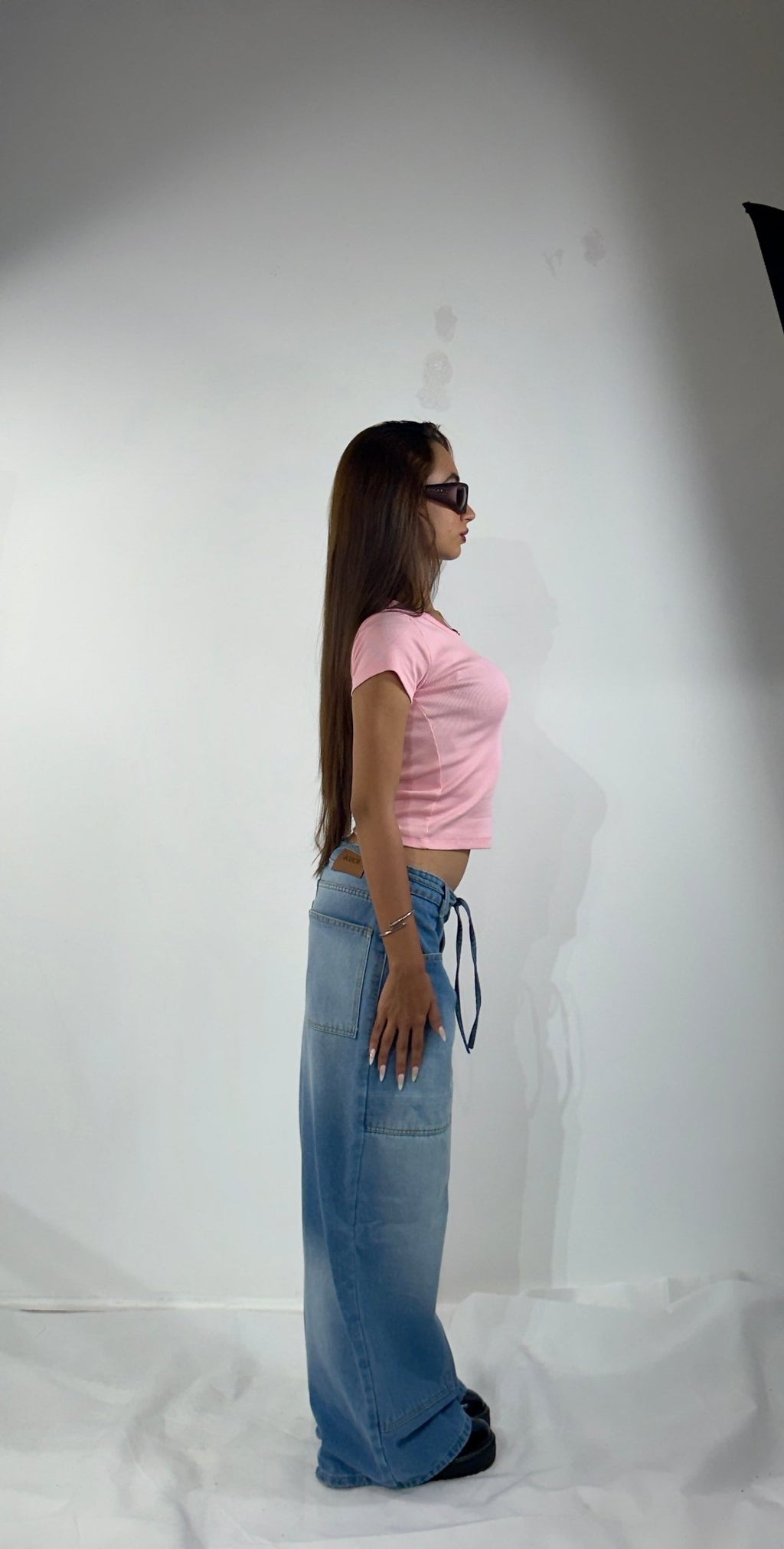 Korean Wide Leg Jeans - Ice Blue High-Rise - GENOA