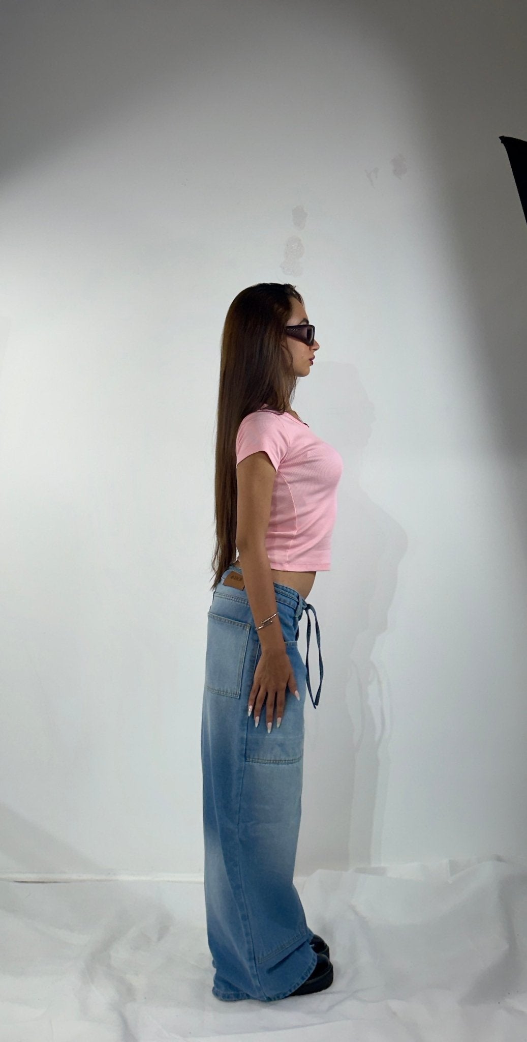 Korean Wide Leg Jeans - Ice Blue High-Rise - GENOA