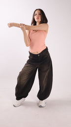 Ultra Loose Barrel Jeans - Black - GENOA