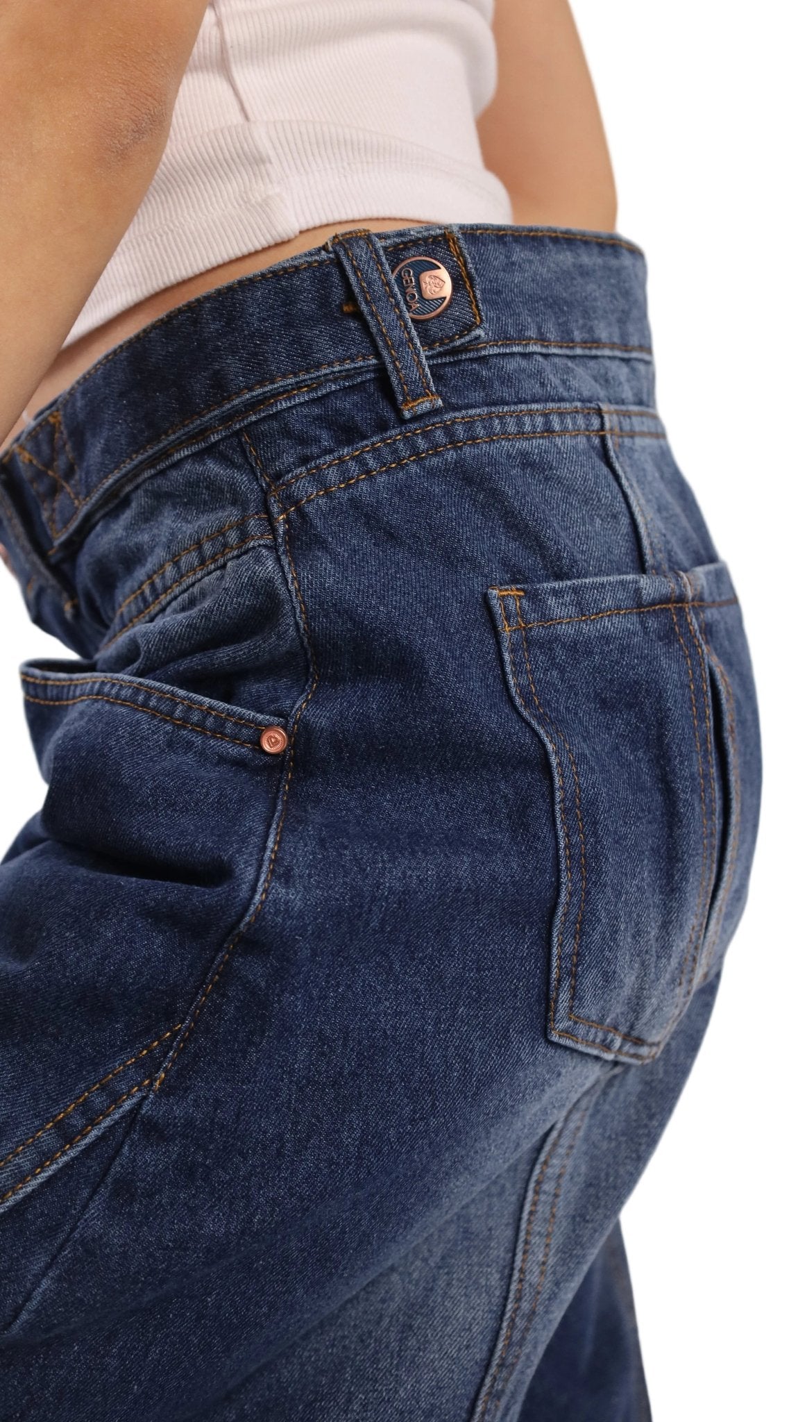 Ultra Loose Barrel Jeans - Dark Blue - GENOA