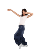Ultra Loose Barrel Jeans - Dark Blue - GENOA