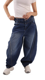 Ultra Loose Barrel Jeans - Dark Blue - GENOA