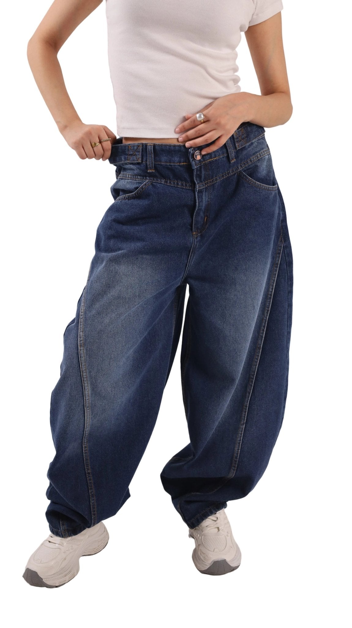 Ultra Loose Barrel Jeans - Dark Blue - GENOA