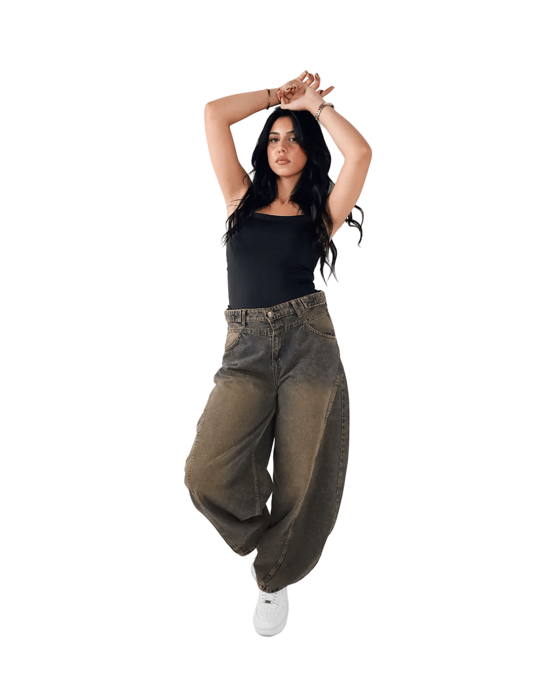 Ultra Loose Barrel Jeans - Olive - GENOA