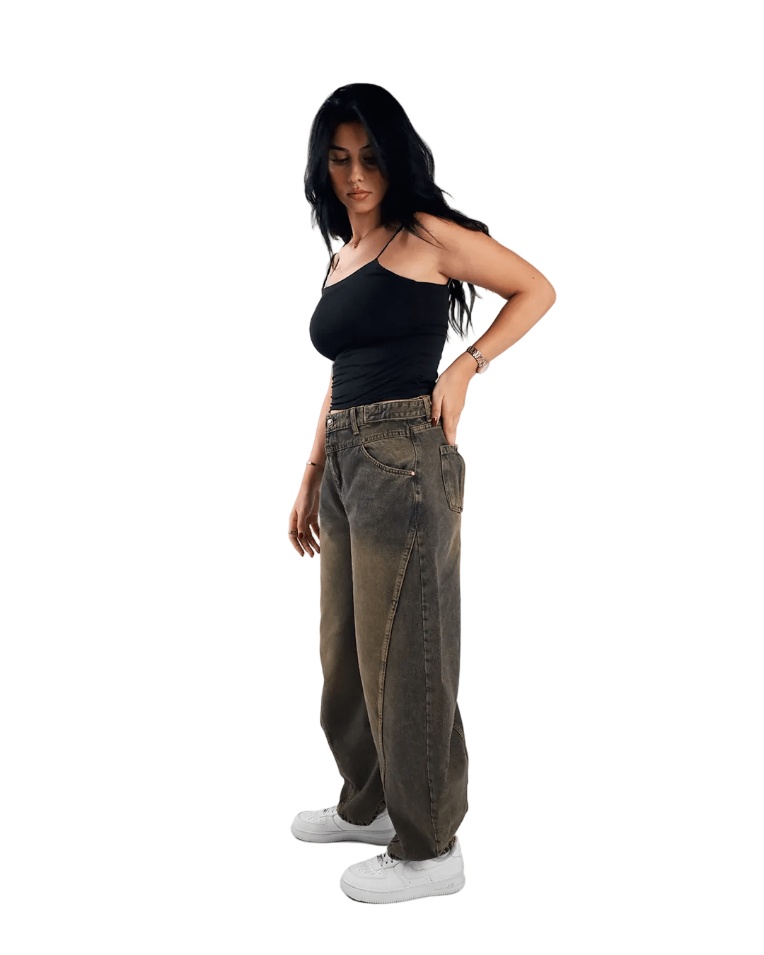 Ultra Loose Barrel Jeans - Olive - GENOA