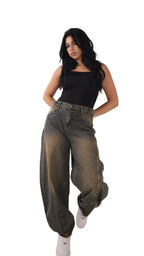 Ultra Loose Barrel Jeans - Olive - GENOA