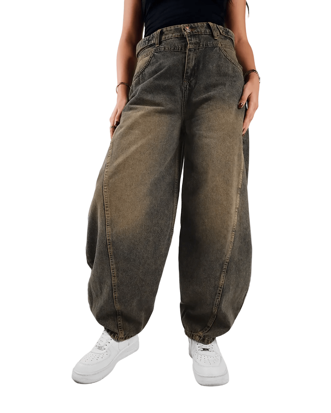Ultra Loose Barrel Jeans - Olive - GENOA