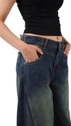 Ultra Loose Barrel Jeans - Blue Green - GENOA