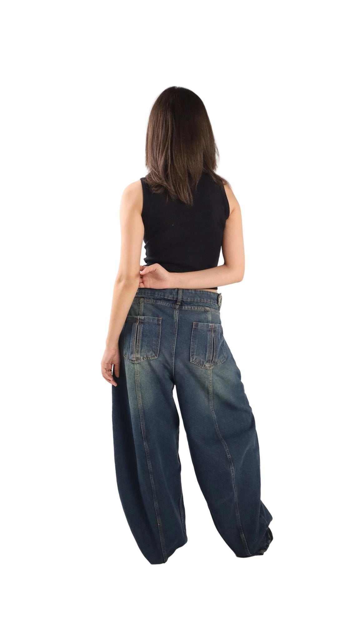 Ultra Loose Barrel Jeans - Blue Green - GENOA